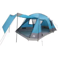 vidaXL Tente-cabane avec toit, bleue, 12 personnes, en polyester et acier