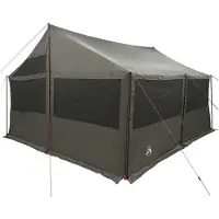 vidaXL Tente familiale marron et gris 450 x 400 x 265 cm en polyester et acier
