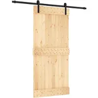 vidaXL Porte coulissante , finition naturelle et noire, 95 x 210 cm, pin massif