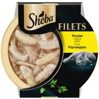 Sheba Filets tranches de poulet effilé en sauce pâtée pour chat (barquettes 60 g)