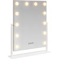 vidaXL Miroir de Coiffure LED Blanc 44 x 10 x 53 cm Verre et acier