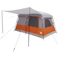 vidaXL Tente familiale Gris et orange 320 x 210 x 180 cm Polyester