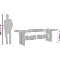 vidaXL Table de jardin avec plateau en acacia gris 240x90x75cm Poly rotin