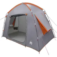vidaXL Tente de camping pour 3 personnes, gris et orange, en polyester