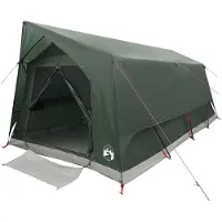 vidaXL Tente tunnel avec toit, vert militaire, 10 personnes, polyester et acier