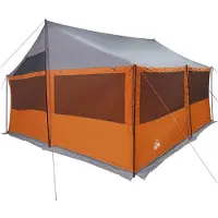 vidaXL Tente familiale avec toit, gris et orange, 450 x 400 x 265 cm