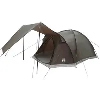 vidaXL Tente cabane avec toit, marron et gris, 4 personnes, en polyester et acier