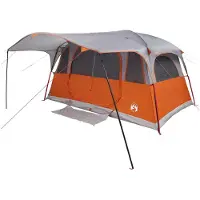vidaXL Tente tunnel avec toit, gris et orange, 427 x 305 x 205 cm