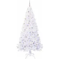 vidaXL Sapin de Noël artificiel avec 300 LED Blanc 240 cm PVC et Acier
