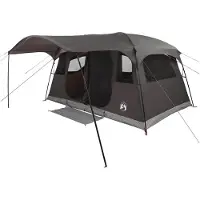 vidaXL Tente tunnel marron et gris, 366 x 244 x 198 cm, polyester et acier