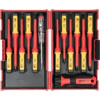 YATO Jeu de tournevis isolés VDE 1000 V (PH, PZ, plat, Torx), 13 pièces