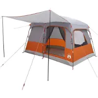 vidaXL Tente familiale Gris et orange 380 x 260 x 190 cm Polyester