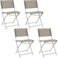 Home Deco Factory Lot de 4 Chaises - - Elba - Pliante - Moderne - Beige