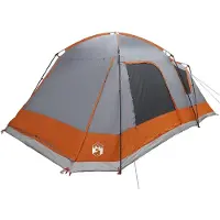 vidaXL Tente-cabane , grise et orange, 12 personnes, polyester et acier