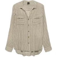 Vero Moda Chemisier 'VMBUMPY' beige foncé / blanc