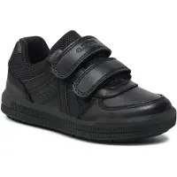 Geox J Arzach K, chaussures décontractées en cuir à double bride, noires – undefined / Noir