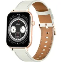 COLMI Montre connectée C28 dorée avec bracelet en cuir blanc