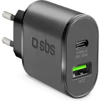 SBS Chargeur 1xusb-c 25w & 1x Usb-a 18w Noir