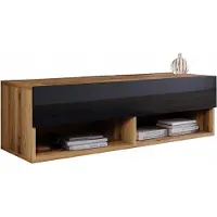 Minio Meuble TV CALIBURI 100 – chêne wotan / noir brillant