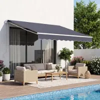 Vevor Store Banne Manuel 300x250 cm Auvent Rétractable pour Terrasse et Balcon