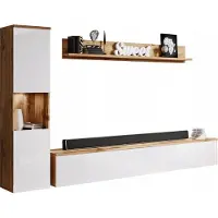 Bratex Armoire murale HARPER – chêne wotan / blanc brillant
