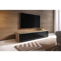 MINIO go for it Meuble TV CERIEE 140 – chêne wotan / noir brillant