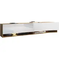 Bratex Meuble TV CALIBURI 180 – chêne wotan / blanc brillant