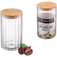 Galicja Récipient en verre pour le muscat 1000 ml - Couvercle en bambou, étanche à l'air