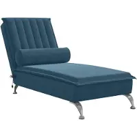 vidaXL Chaise longue de massage avec traversin Bleu Velours
