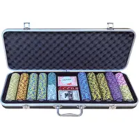 Buffalo Jeu de poker DLX dans un coffret, comprenant 500 jetons (14 grammes) avec une valeur monétaire