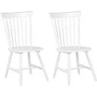 Beliani Lot de 2 chaises de salle à manger en bois blanc, dossier haut, style rustique vintage