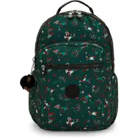 Kipling Sac à dos 'Seoul Lap' émeraude / sapin / rouge / blanc