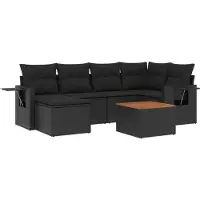 vidaXL ensemble de salon de jardin 7 pièces avec coussins Noir Poly Rattan