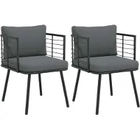 vidaXL Chaises de jardin 2 pcs. avec coussins noir Poly rotin