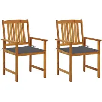vidaXL Chaises de jardin avec coussins 2 pcs. Bois massif acacia