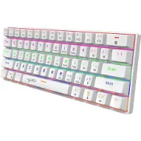 HxSJ V900 - Wired Mechanical Gaming Keyboard - RGB Lighting - Ergonomic - QWERTY - 61 Keys - Blue Switch - White