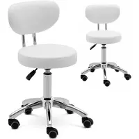 Physa Tabouret à roulette avec dossier - 46 - 60 cm - 150 kg - Blanc ASCONA WHITE
