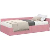 vidaXL Cadre de lit d'angle avec matelas Autres 2 pcs Gris Velours
