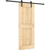 vidaXL Porte coulissante , finition naturelle et noire, 80 x 210 cm, pin massif
