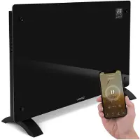 Vonroc Chauffage électrique de luxe - Convecteur - Panneau en verre 2000W Premium - Noir | Commande manuelle et Wi-Fi incl.