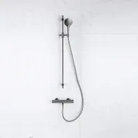 FortiFura Calvi Ensemble de douche avec douchette ronde, flexible en métal et robinet de douche Gunmetal PVD SW767491/SW799451/SW706207/SW767285