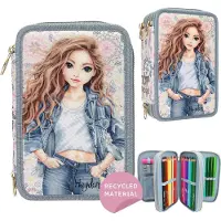 TOPModel Trousse à 3 compartiments, bleue, collection Festival Fun, kit scolaire