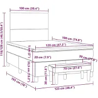 vidaXL Lit boxspring avec matelas blanc 120x190 cm similicuir
