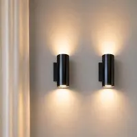 LUSENZ - Applique murale cylindrique 10W GU10 noir brossé double éclairage