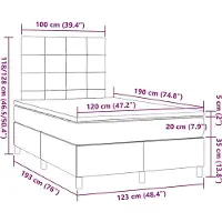 vidaXL Lit Boxspring avec matelas Noir 120x190 cm Tissu