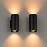 LUSENZ - Applique murale cylindrique 10W Noir mat 2 points lumineux GU10 IP20