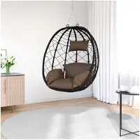 vidaXL Chaise suspendue en forme d'uf, marron café, 91,5 x 54,5 x 107 cm, rotin synthétique