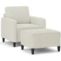 vidaXL Fauteuil avec pouf Crème 60 cm Velours