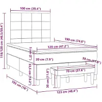 vidaXL Lit boxspring avec matelas noir 120x190 cm Tissu