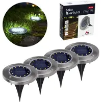 Macleans 4 lampes solaires LED d'entrée de jardin IP44, 12 LED SMD, 4000 K, Ni-MH 600 mAh, 0,7 W, MCE318